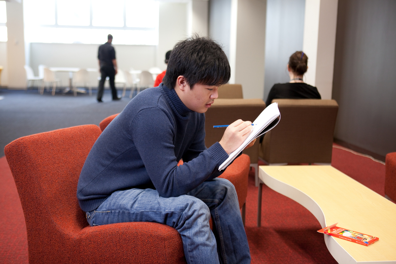 Education marketing photography of student studying Melbourne